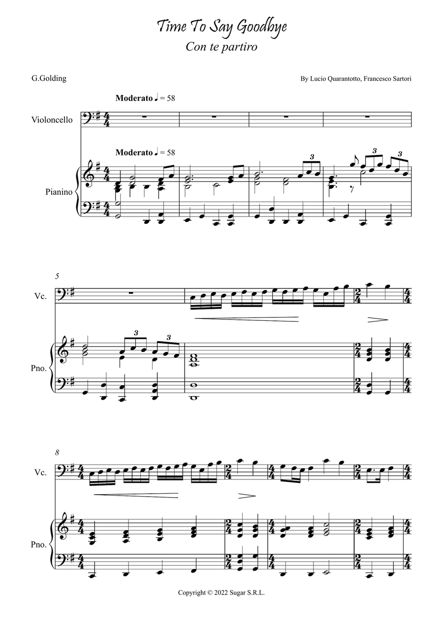 Con Te Partiro (Time To Say Goodbye) Piano scores gallery preview page 1