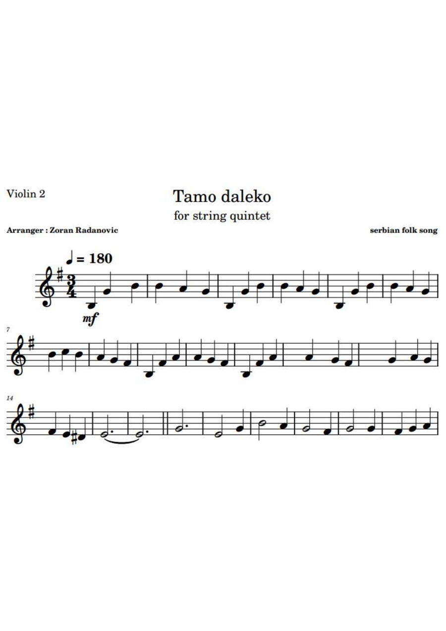 Tamo daleko - for string quintet String Orchestra scores gallery preview page 2