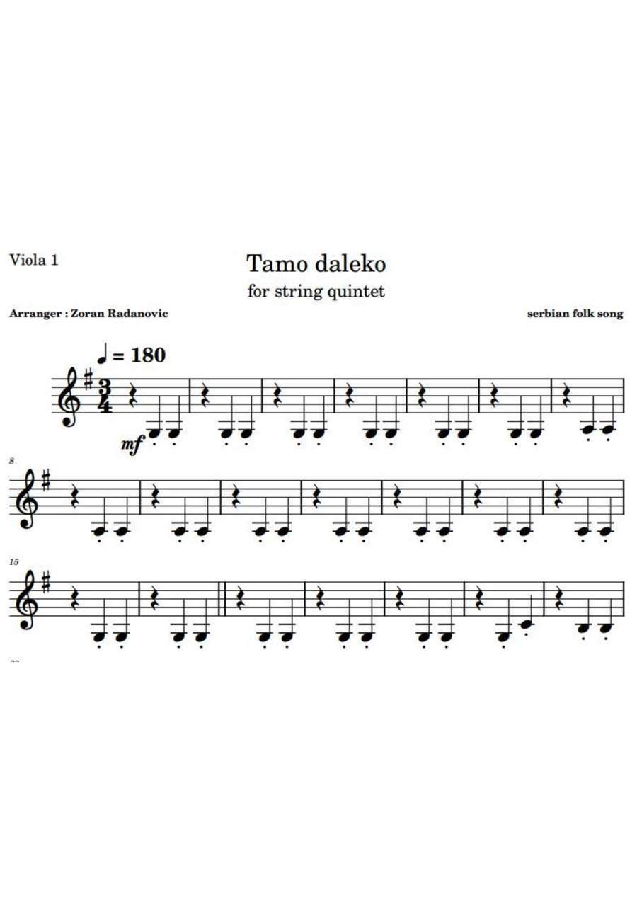 Tamo daleko - for string quintet String Orchestra scores gallery preview page 3