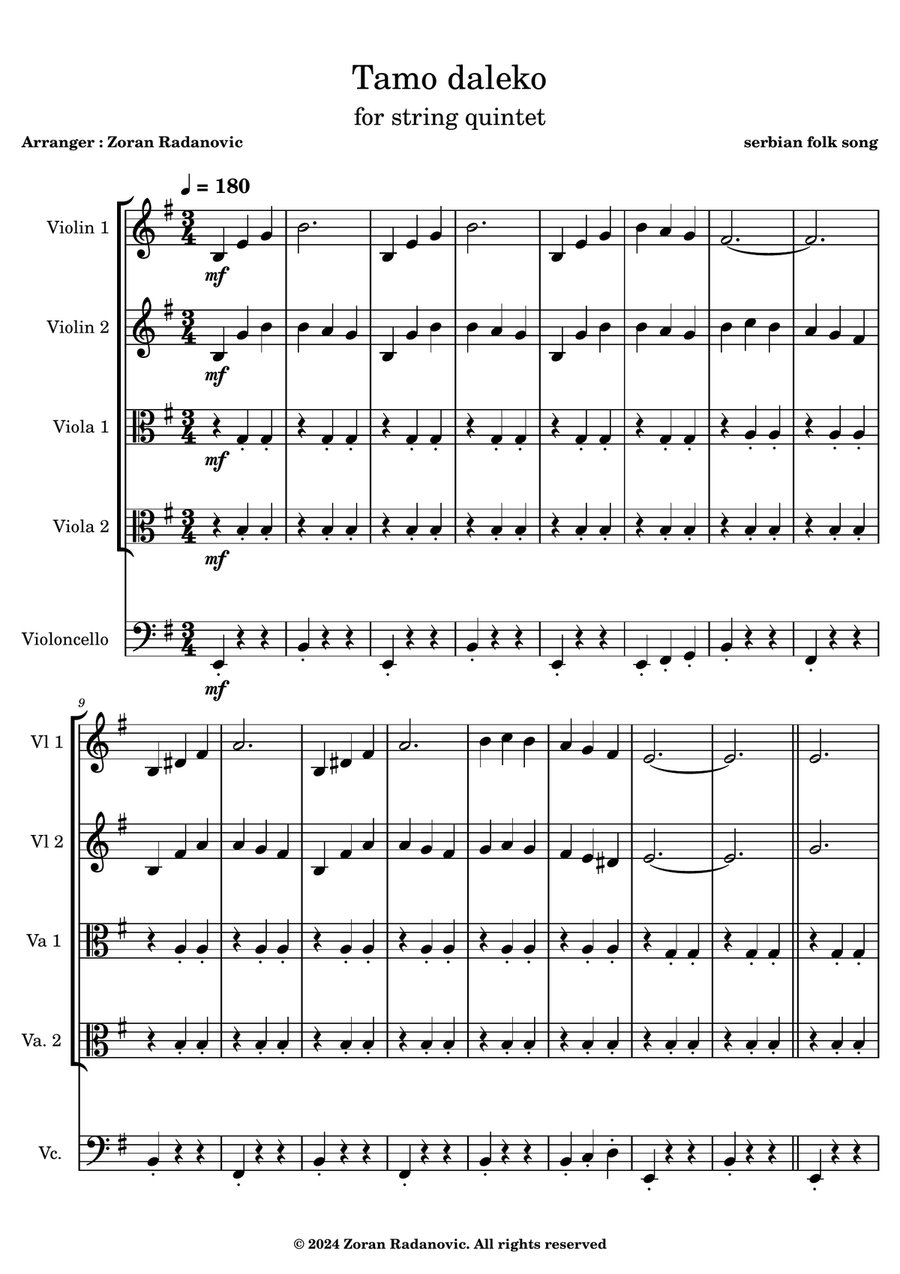 Tamo daleko - for string quintet String Orchestra scores gallery preview page 6