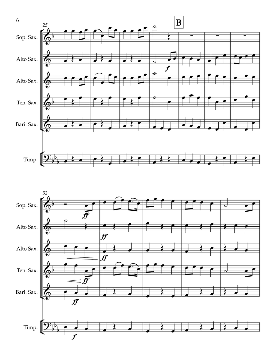 Jupiter Slow Theme from the Planets | Saxophone Quintet Saxophone Quintet scores gallery preview page 6
