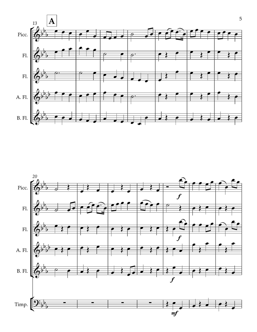 Jupiter Slow Theme from the Planets | Flute Quintet Woodwind Quintet scores gallery preview page 5
