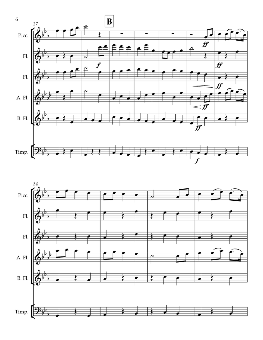 Jupiter Slow Theme from the Planets | Flute Quintet Woodwind Quintet scores gallery preview page 6