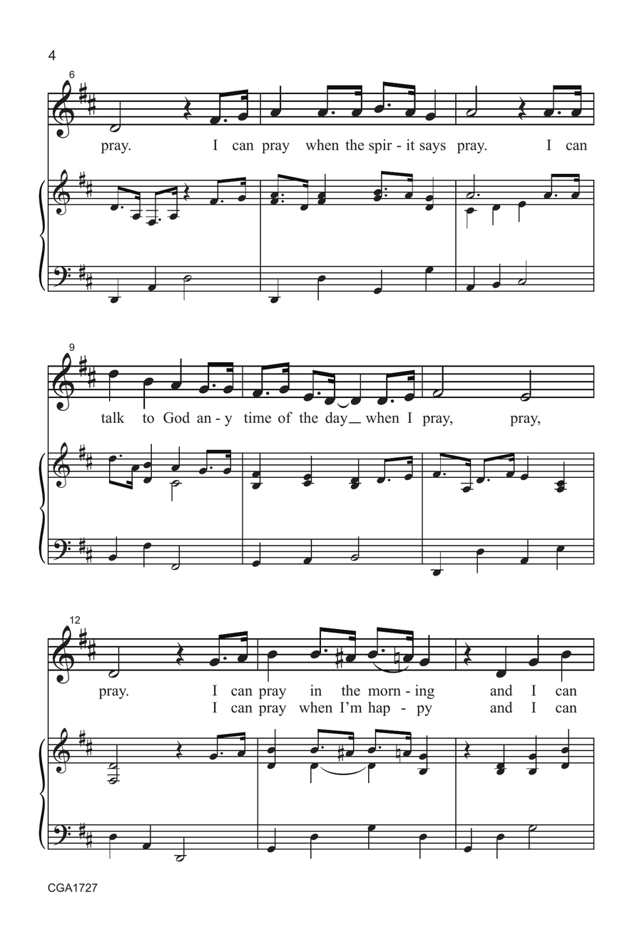 I Can Pray - Unison I Can Pray - Unison Unison Choir scores gallery preview page 4