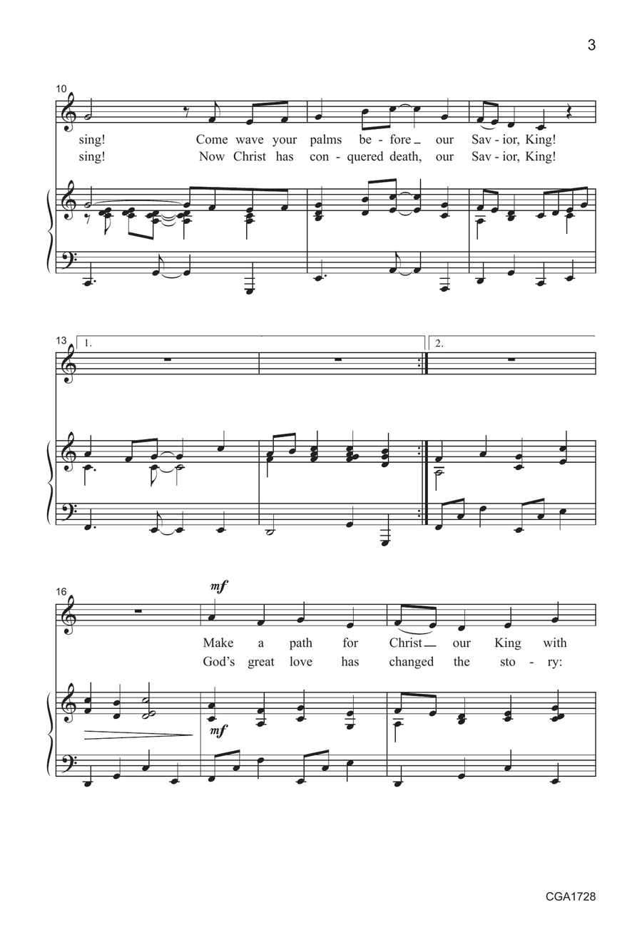 Savior, King! (An Introit for Palm Sunday and Easter) - Unison Unison Choir scores gallery preview page 3