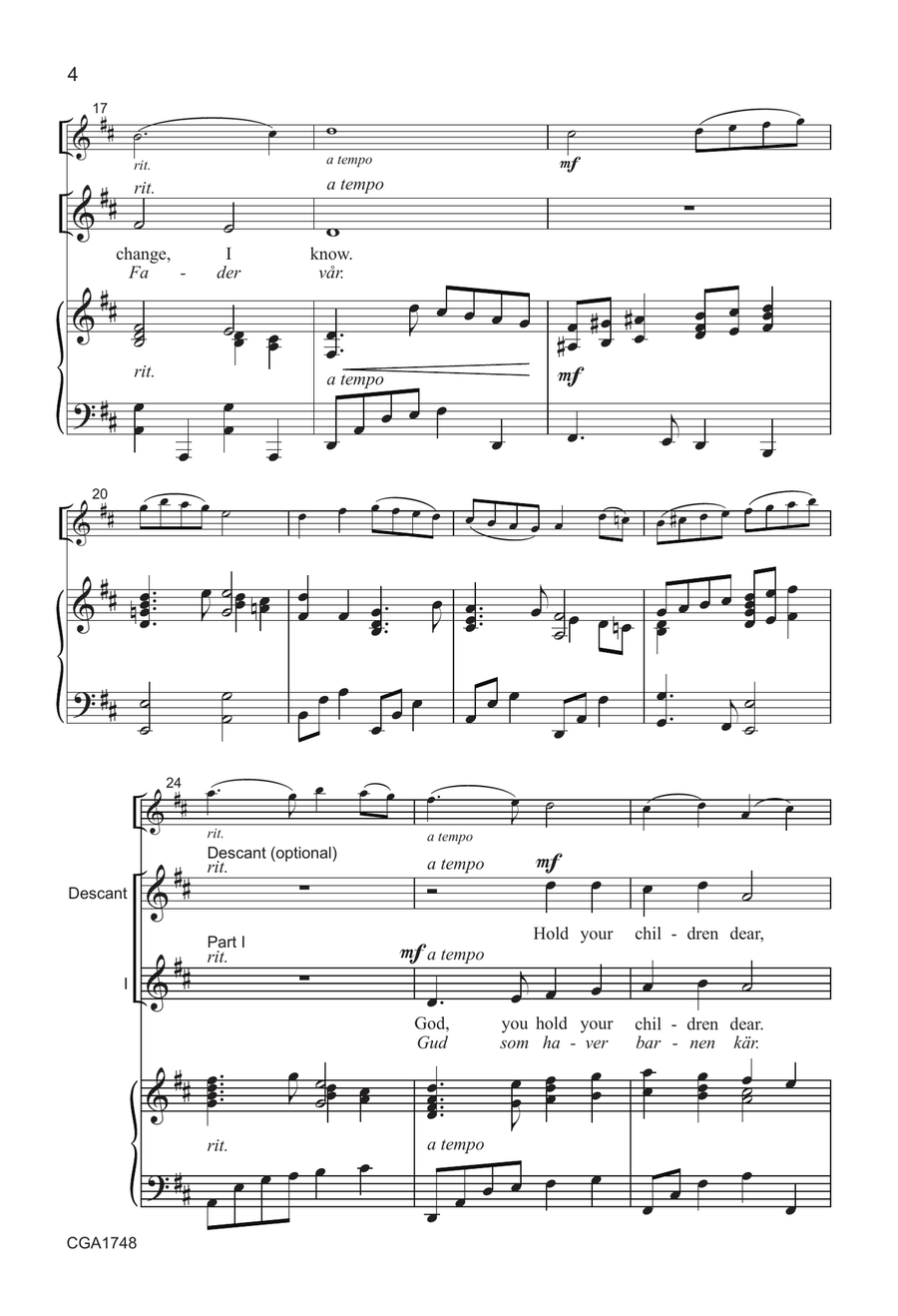 God, You Hold Your Children Dear (Gud Som Haver Barnen Kar) - Unison Unison Choir scores gallery preview page 4