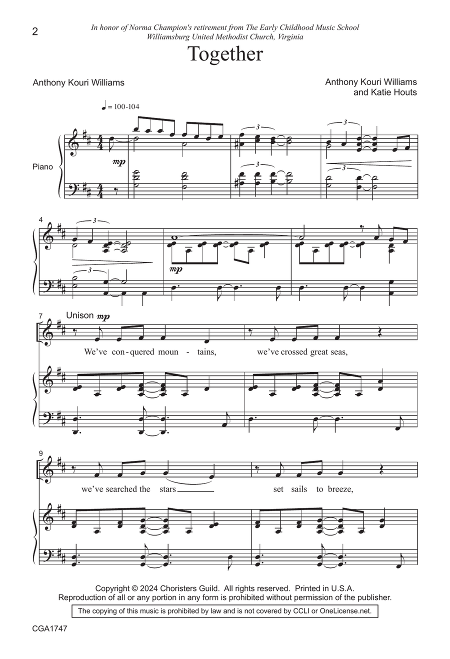 Together - Unison/Two-part Unison Choir scores gallery preview page 2