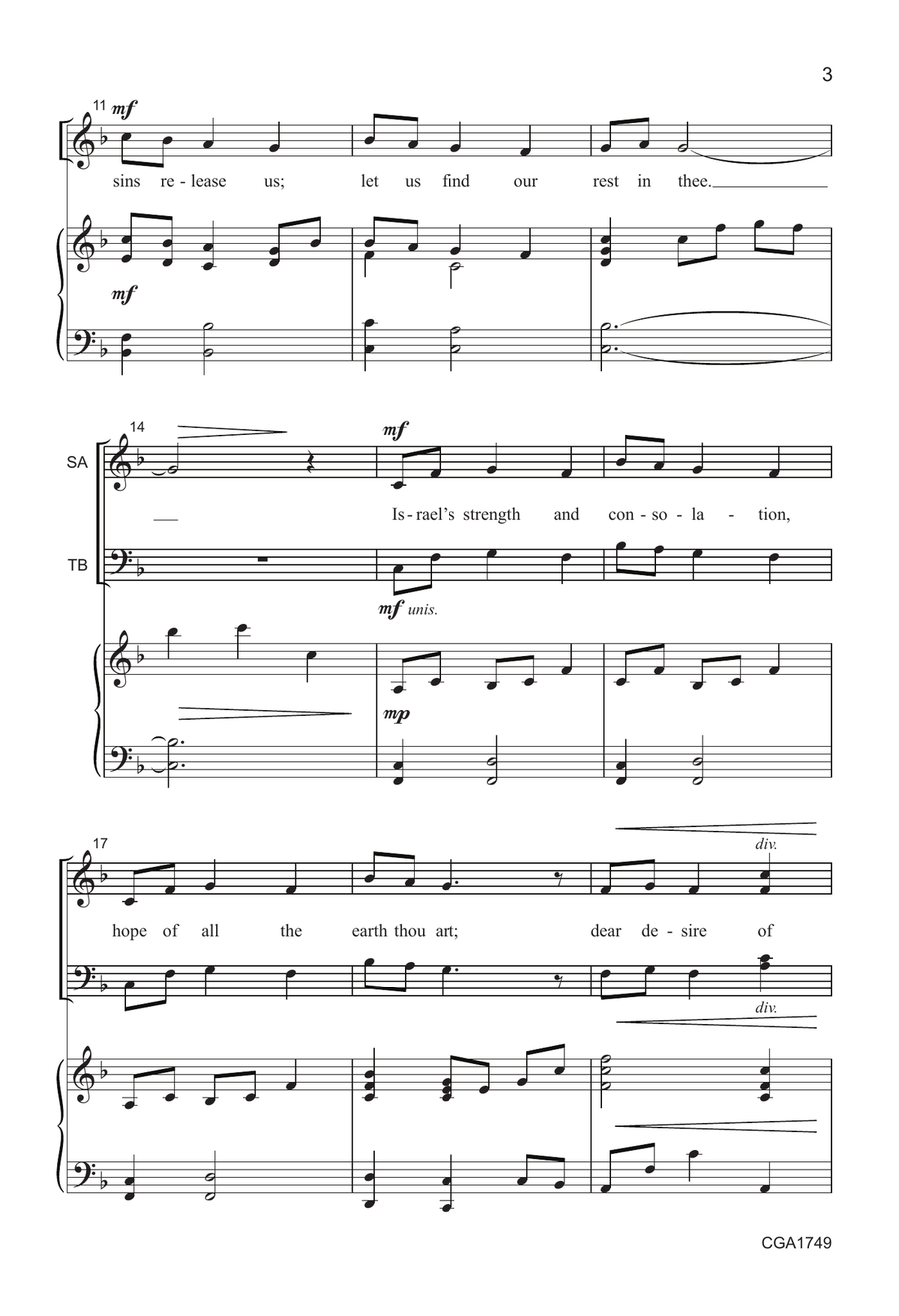 Come, Thou Long-Expected Jesus - SATB 4-Part scores gallery preview page 3