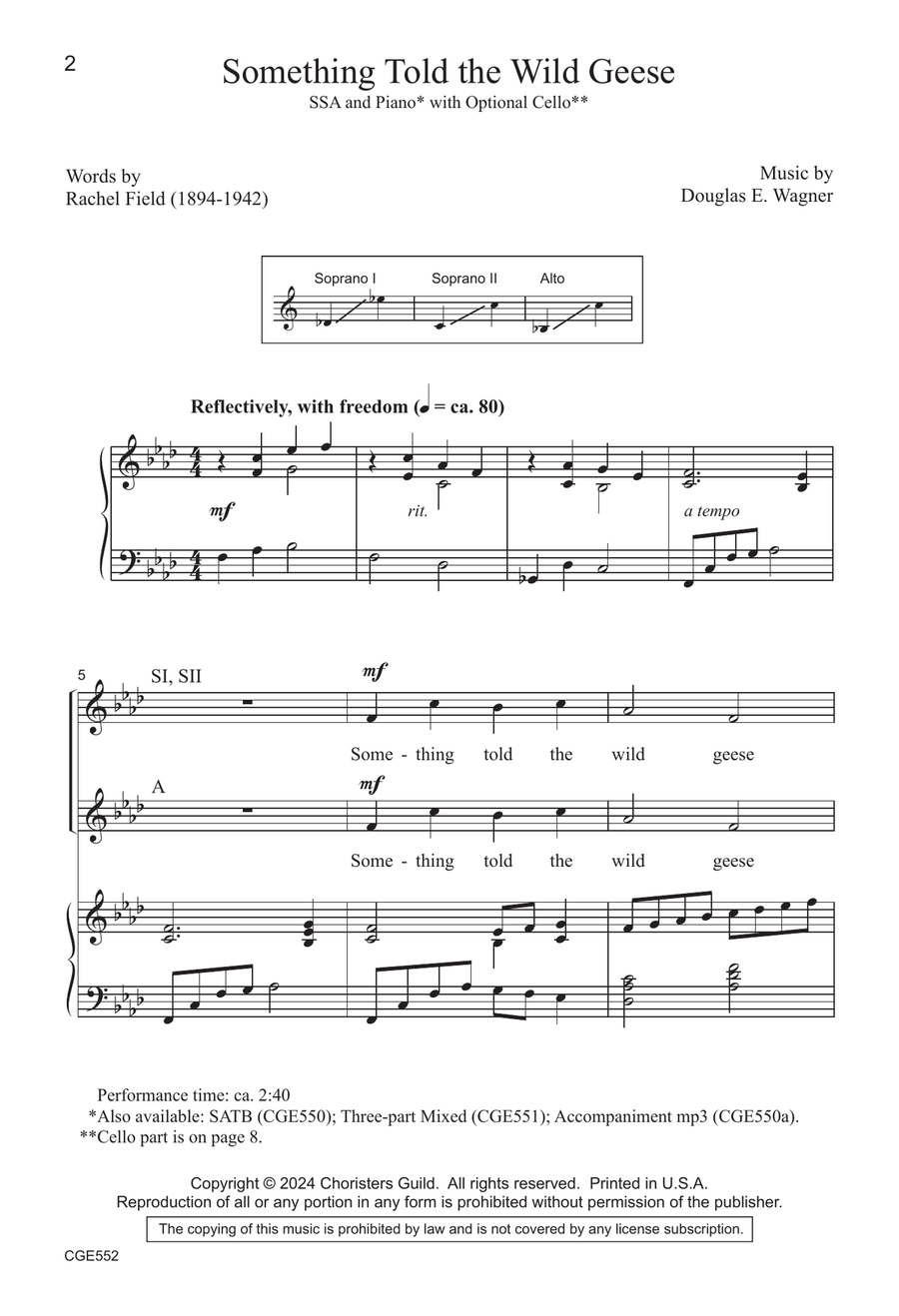 Something Told the Wild Geese - Two-part Choir scores gallery preview page 2