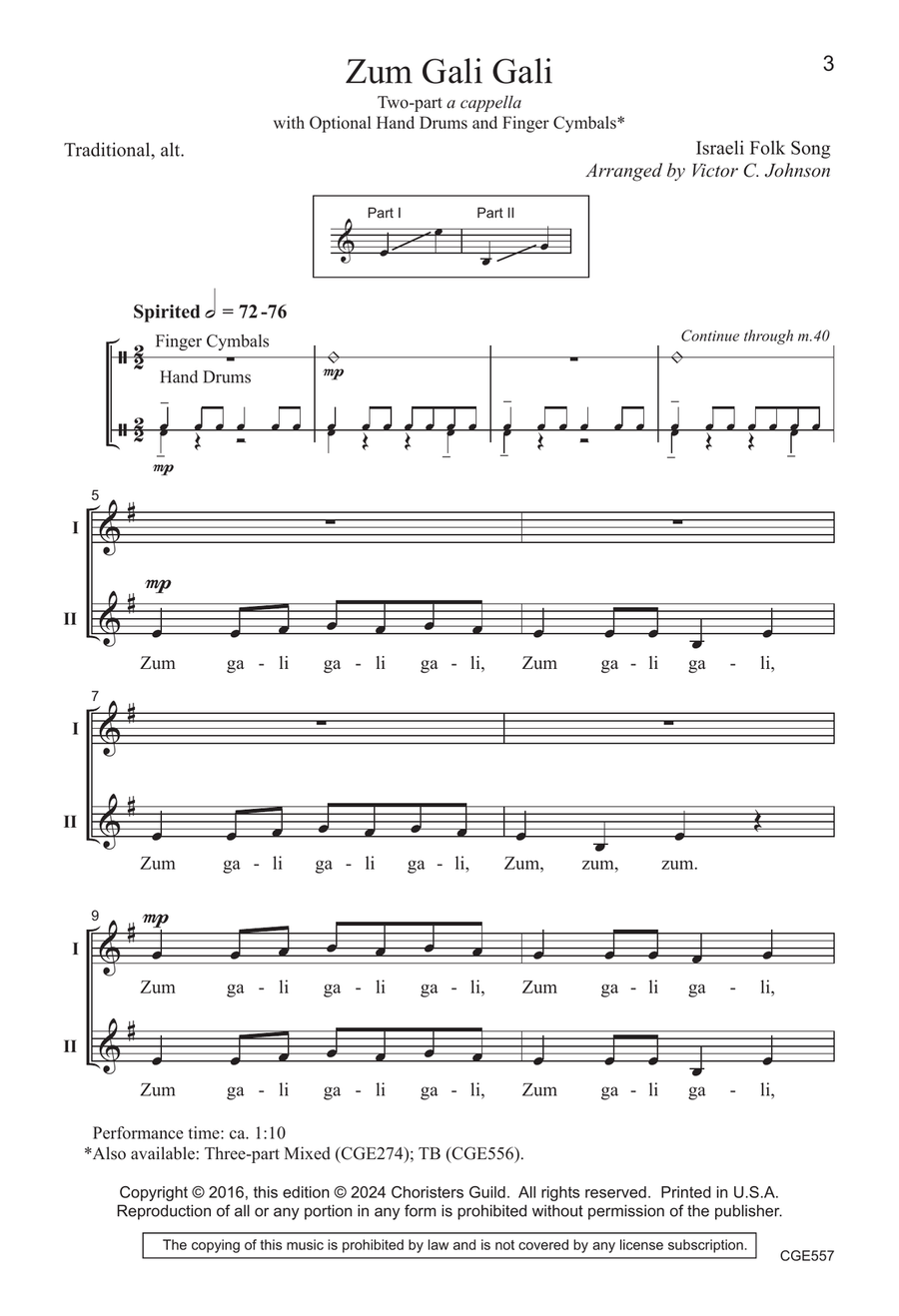 Zum Gali Gali - Two-part Zum Gali Gali - Two-part Choir scores gallery preview page 3