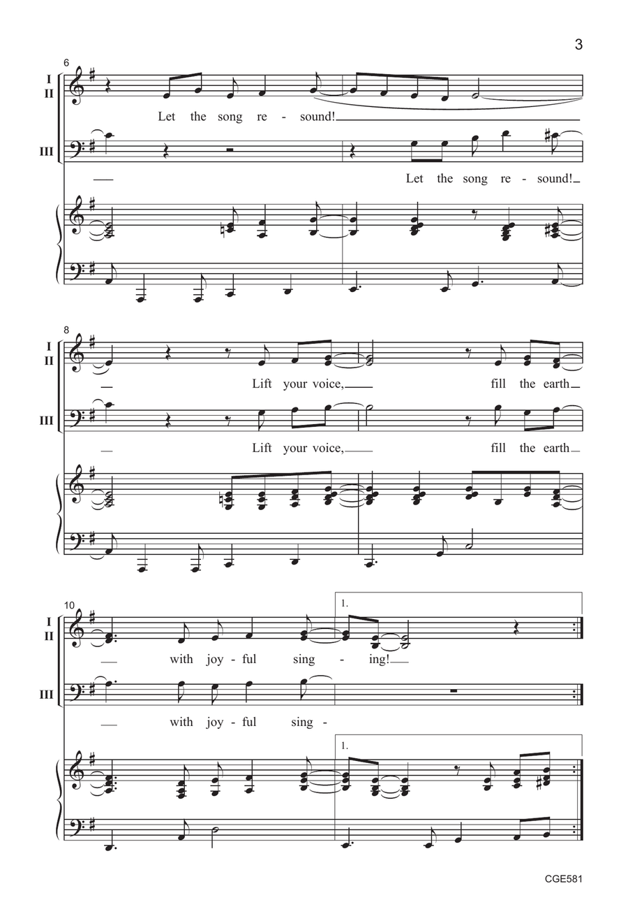 Fill the Earth with Joyful Singing - Three-part Mixed 3-Part scores gallery preview page 3