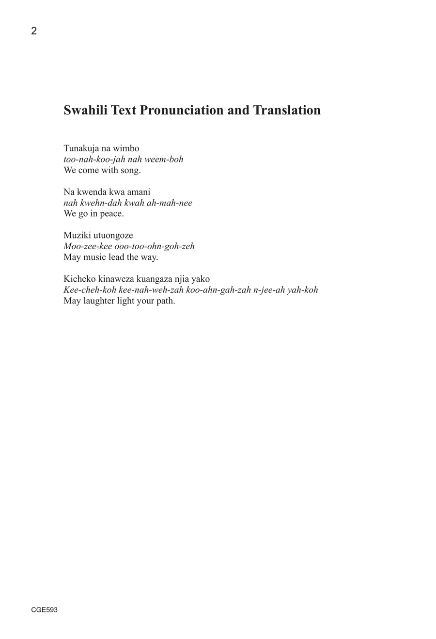 Tunakuja Na Wimbo - Three-part Mixed 3-Part scores gallery preview page 2