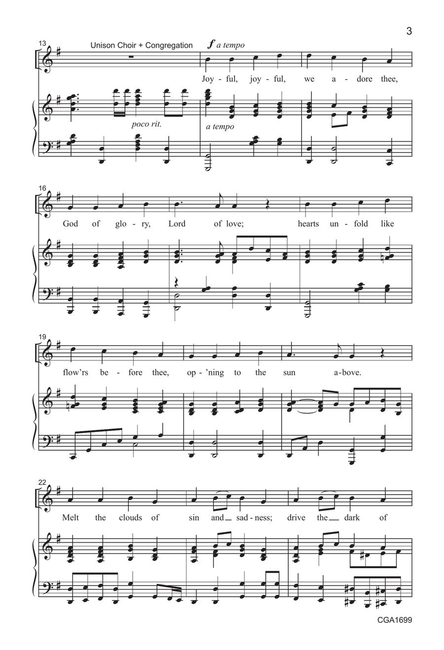 Joyful, Joyful, We Adore Thee - SATB 4-Part scores gallery preview page 3