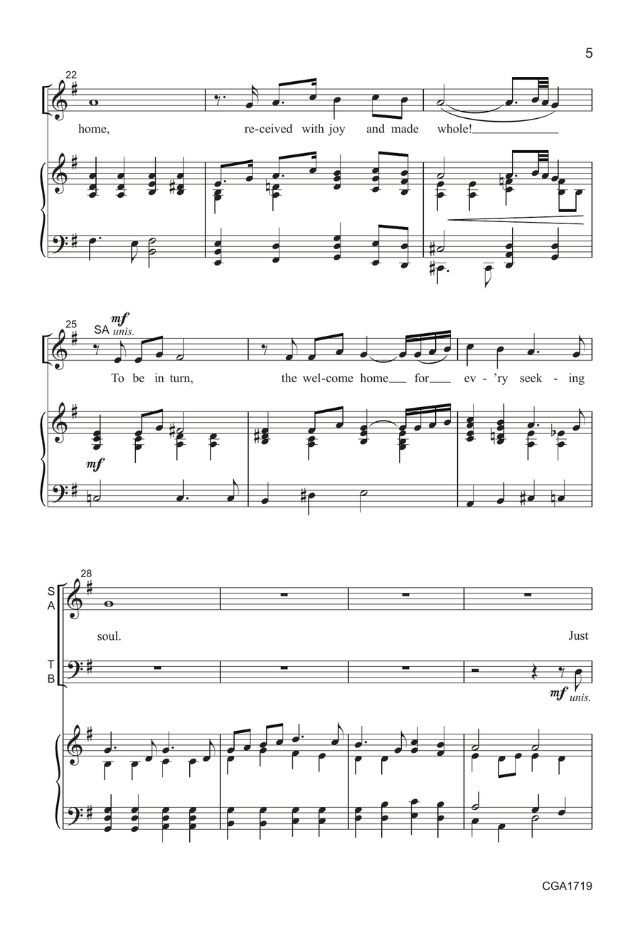 Welcome Home (Song for Prodigals) - SATB 4-Part scores gallery preview page 5