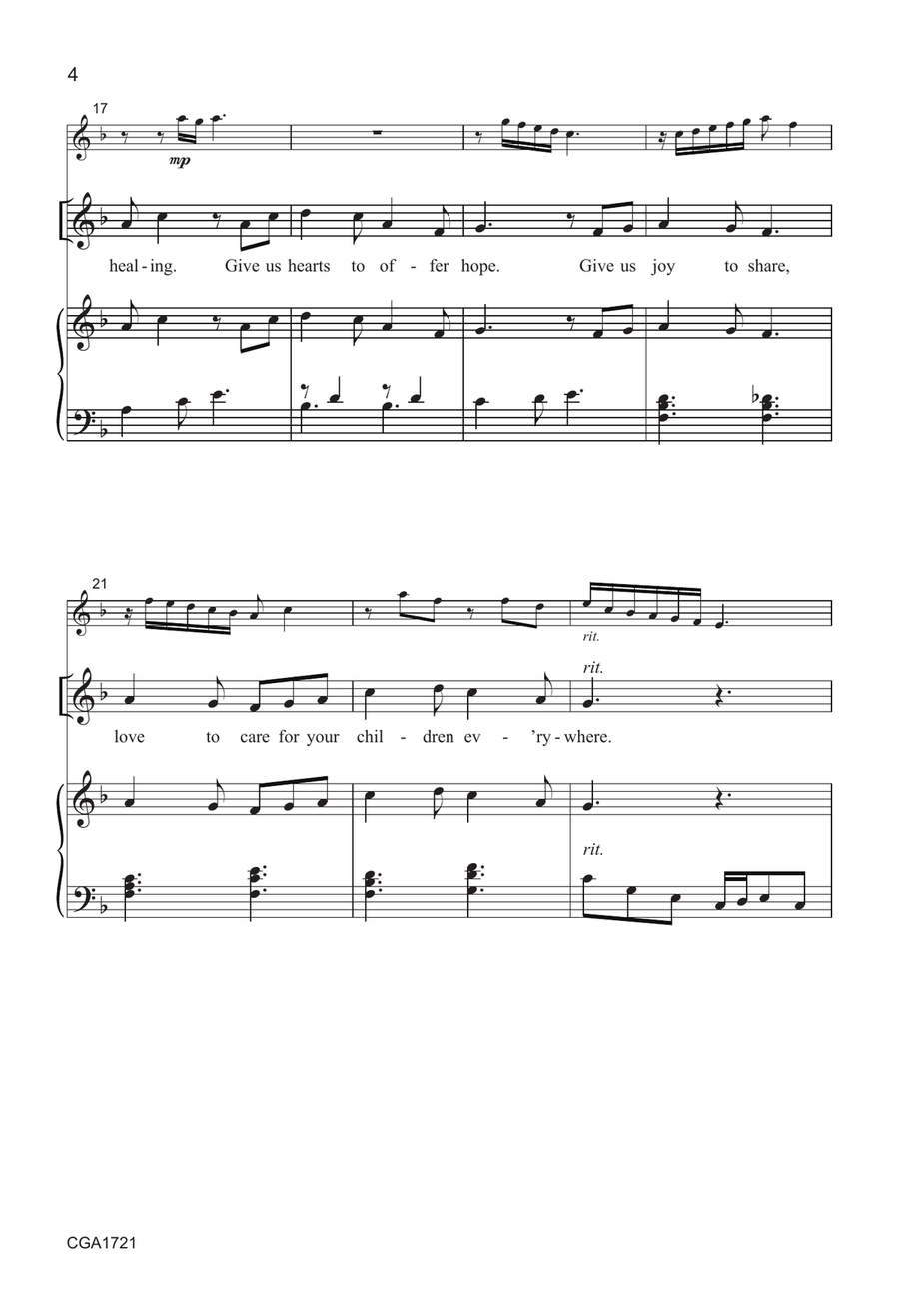 Prayer for Healing and Comfort - Unison/Two-part Unison Choir scores gallery preview page 4