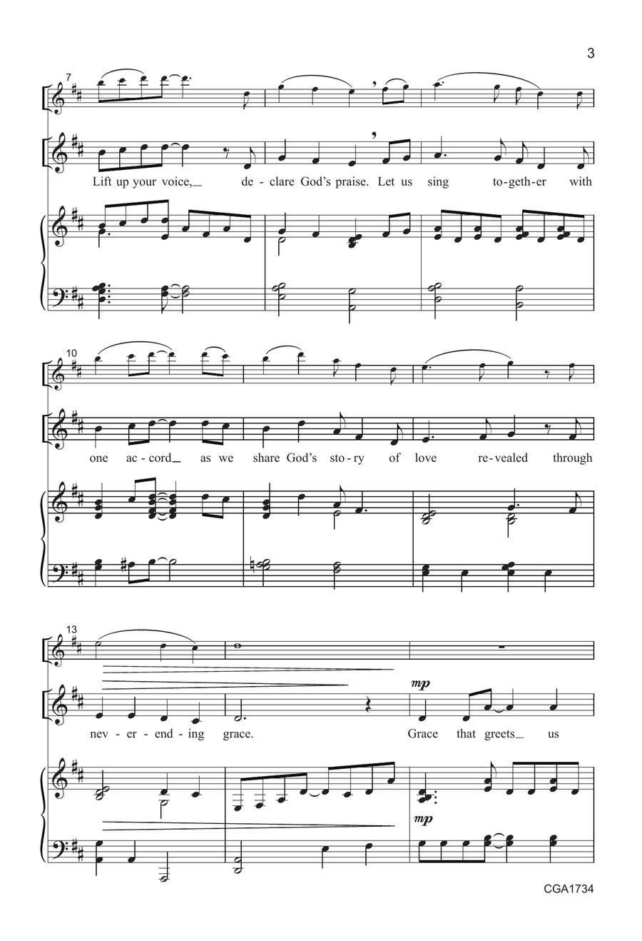 Never-Ending Grace - Unison/two-part Unison Choir scores gallery preview page 3