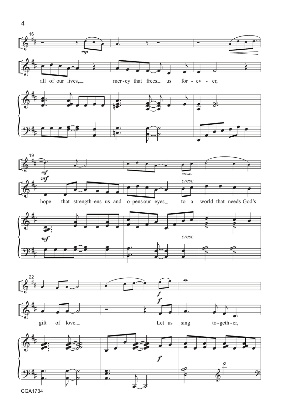 Never-Ending Grace - Unison/two-part Unison Choir scores gallery preview page 4