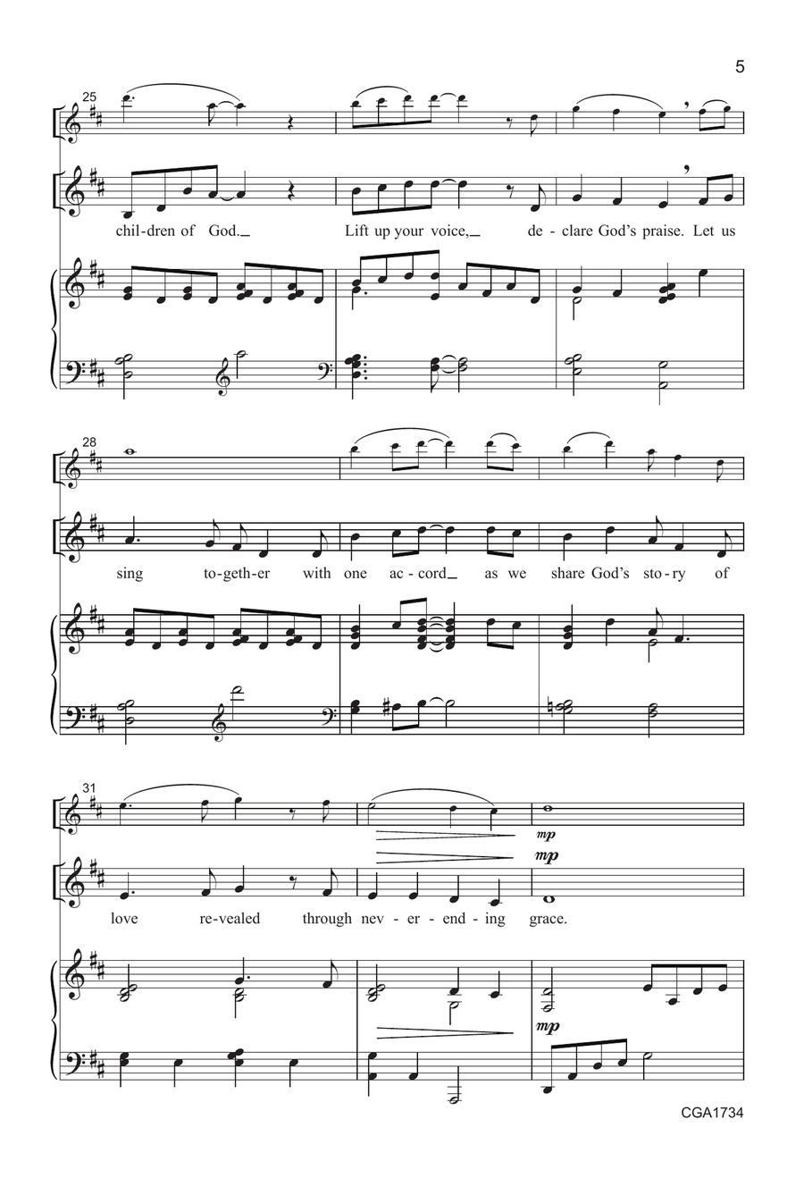 Never-Ending Grace - Unison/two-part Unison Choir scores gallery preview page 5