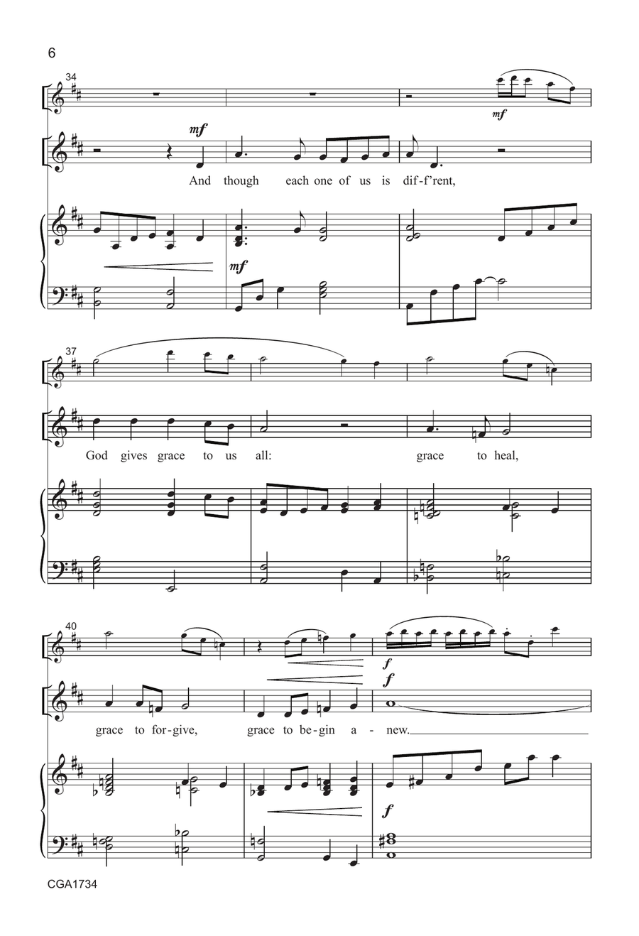 Never-Ending Grace - Unison/two-part Unison Choir scores gallery preview page 6