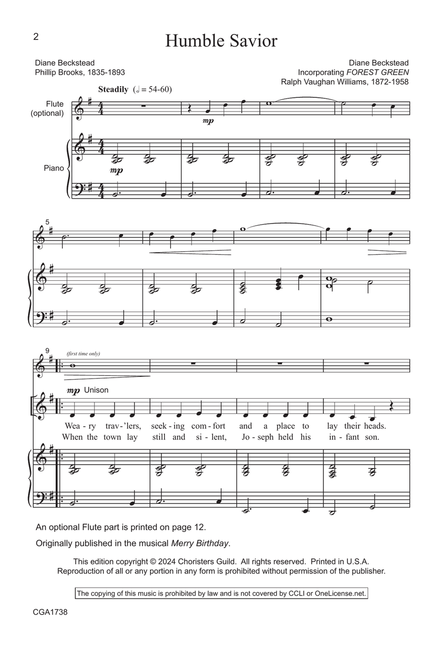 Humble Savior - Unison Humble Savior - Unison Unison Choir scores gallery preview page 2