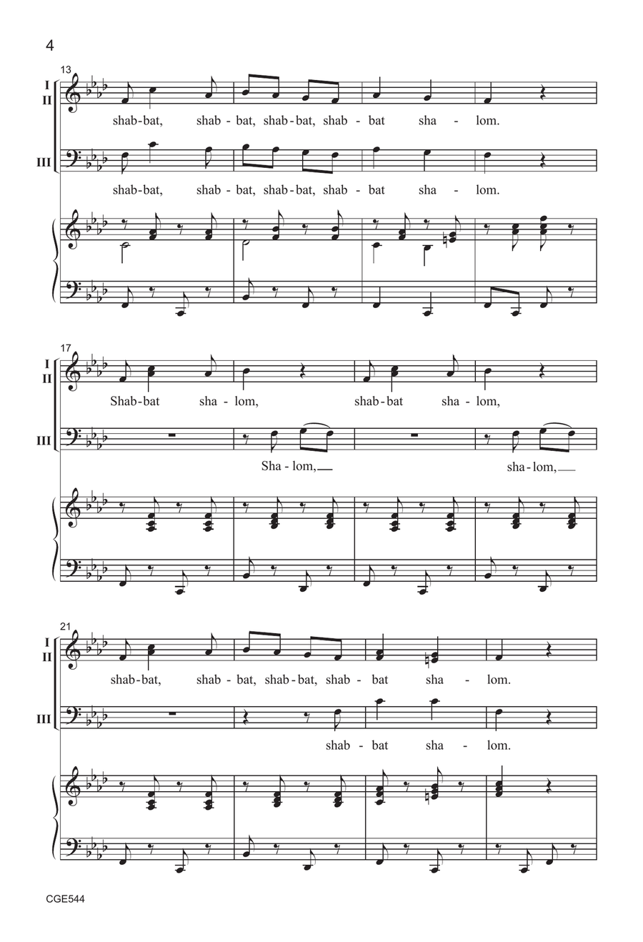 Shabbat Shalom - Three-part Mixed 3-Part scores gallery preview page 4