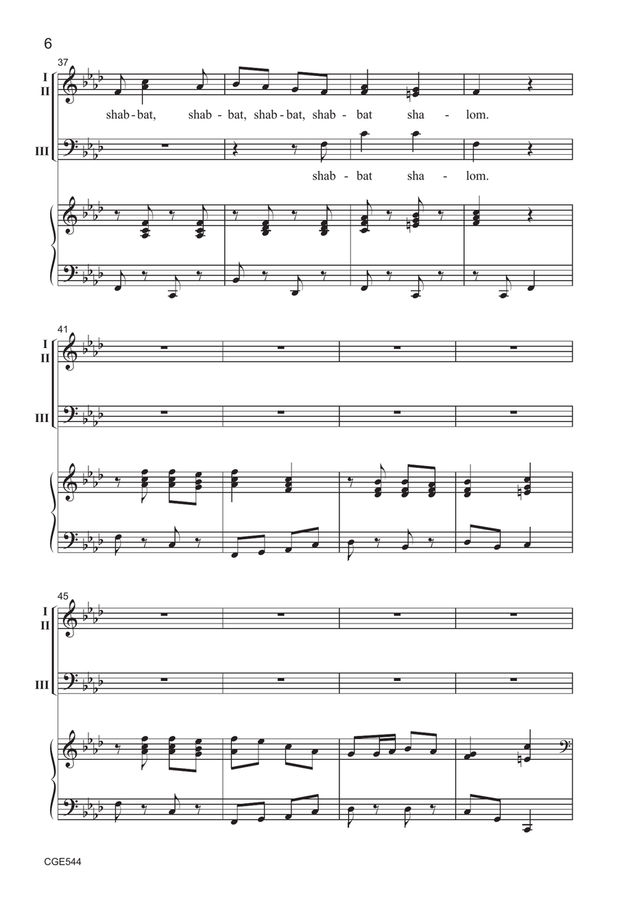 Shabbat Shalom - Three-part Mixed 3-Part scores gallery preview page 6