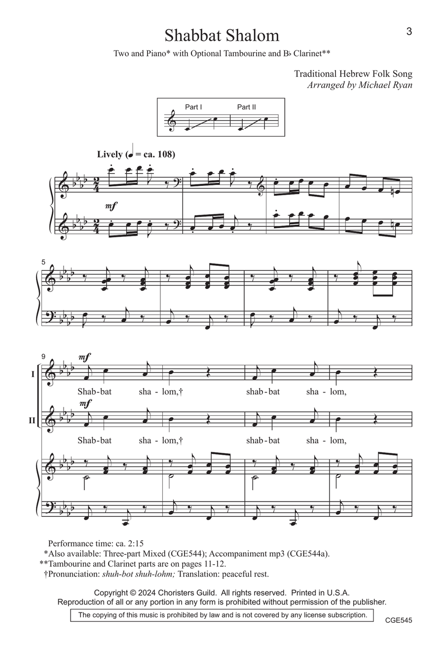 Shabbat Shalom - Two-part Choir scores gallery preview page 3
