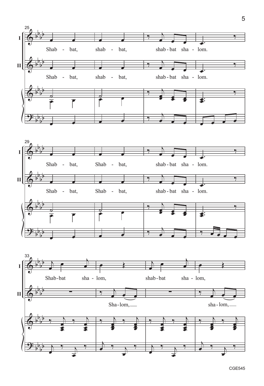Shabbat Shalom - Two-part Choir scores gallery preview page 5