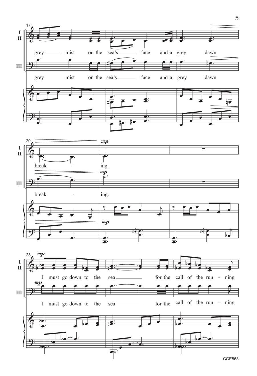 I Must Go Down to the Sea - Three-part Mixed 3-Part scores gallery preview page 5