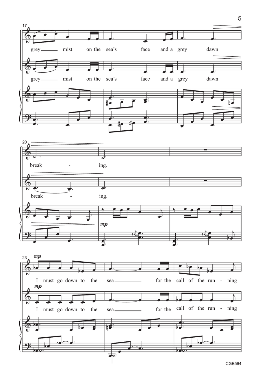 I Must Go Down to the Sea - SSA SSA scores gallery preview page 5
