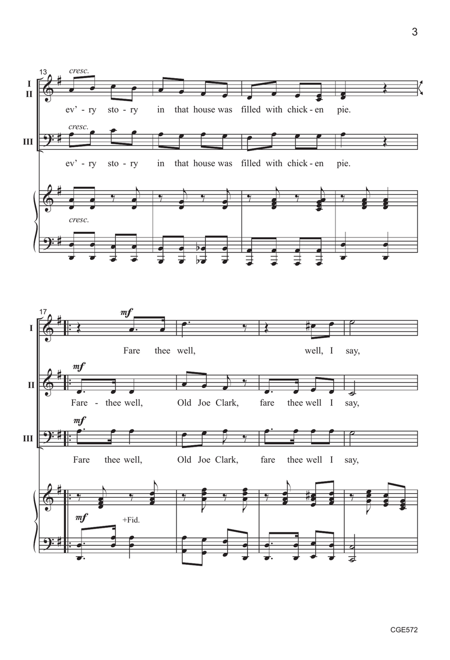 Old Joe Clark - Three-part Mixed 3-Part scores gallery preview page 3
