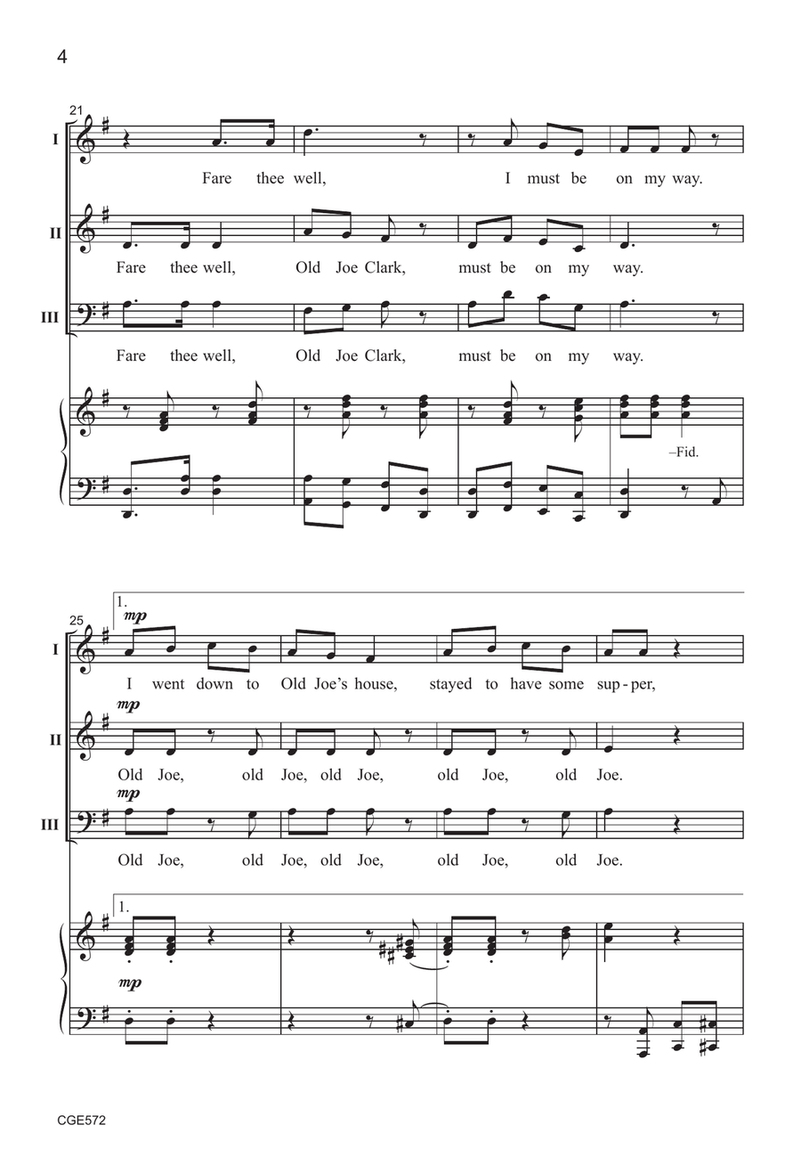Old Joe Clark - Three-part Mixed 3-Part scores gallery preview page 4