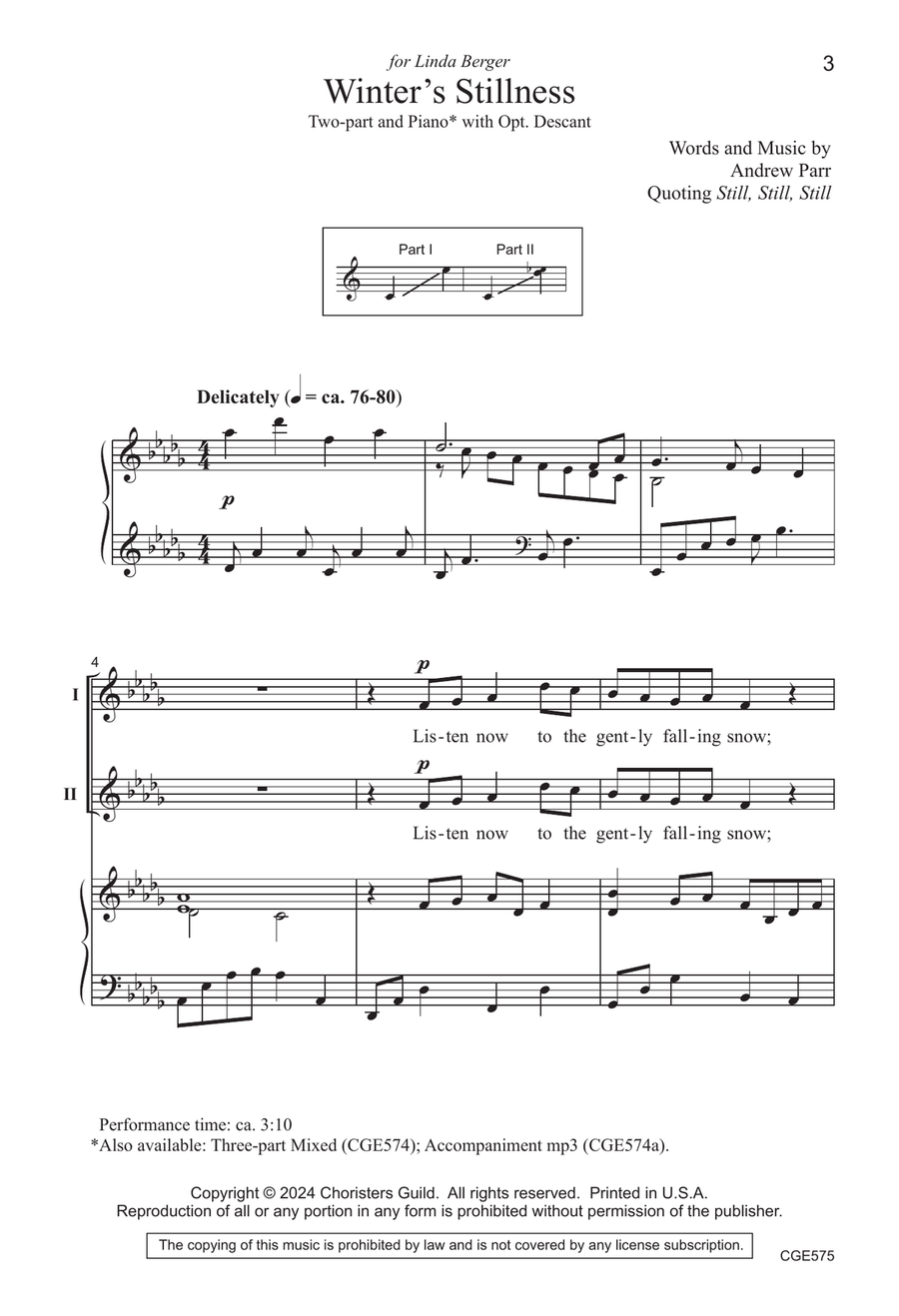 Winter's Stillness - Two-part Choir scores gallery preview page 3