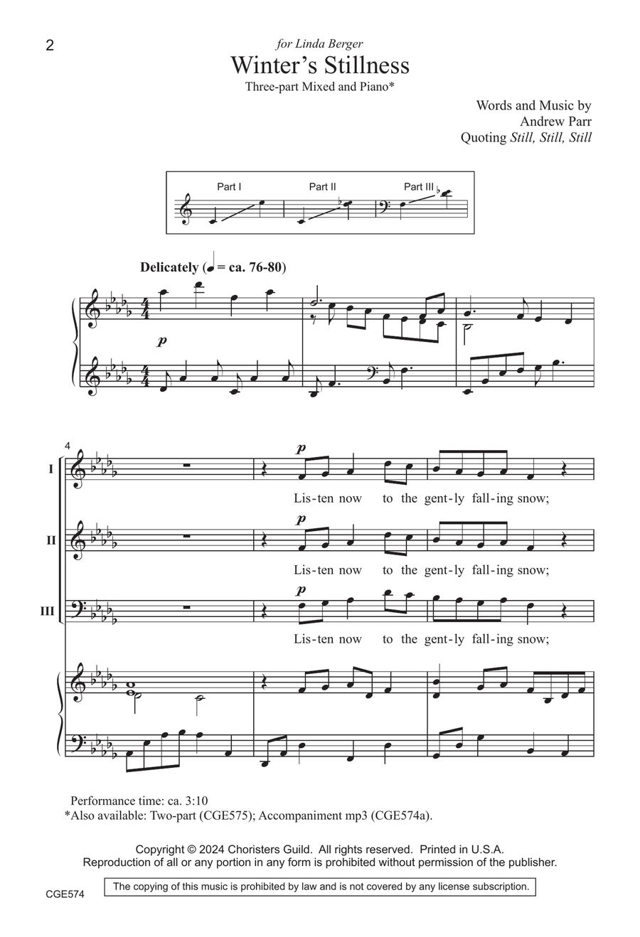 Winter's Stillness - Three-part Mixed 3-Part scores gallery preview page 2