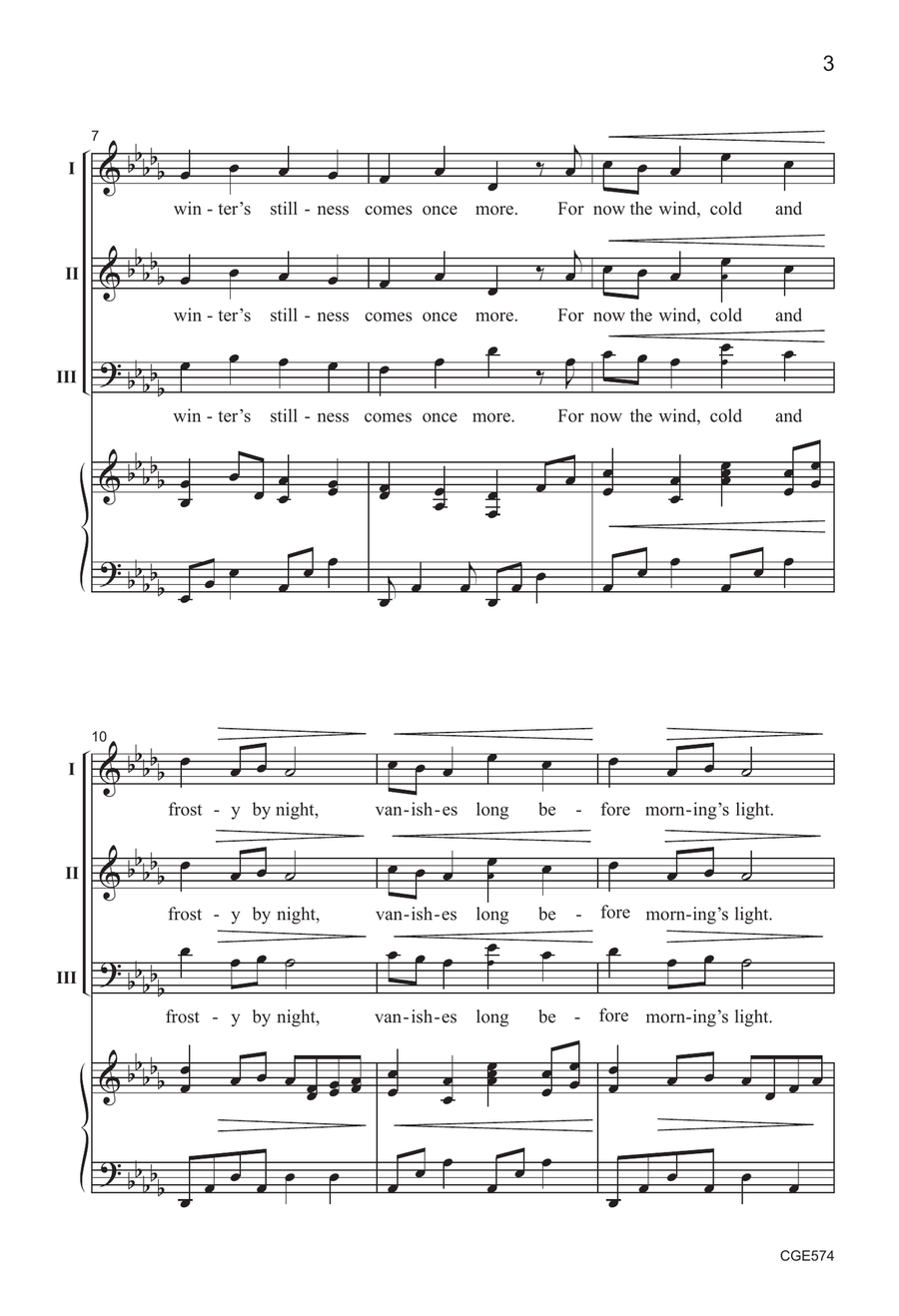 Winter's Stillness - Three-part Mixed 3-Part scores gallery preview page 3