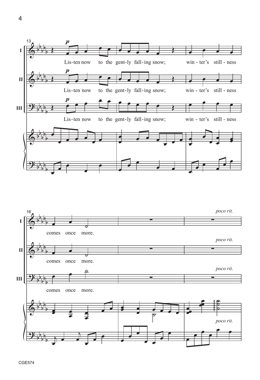 Winter's Stillness - Three-part Mixed 3-Part scores gallery preview page 4