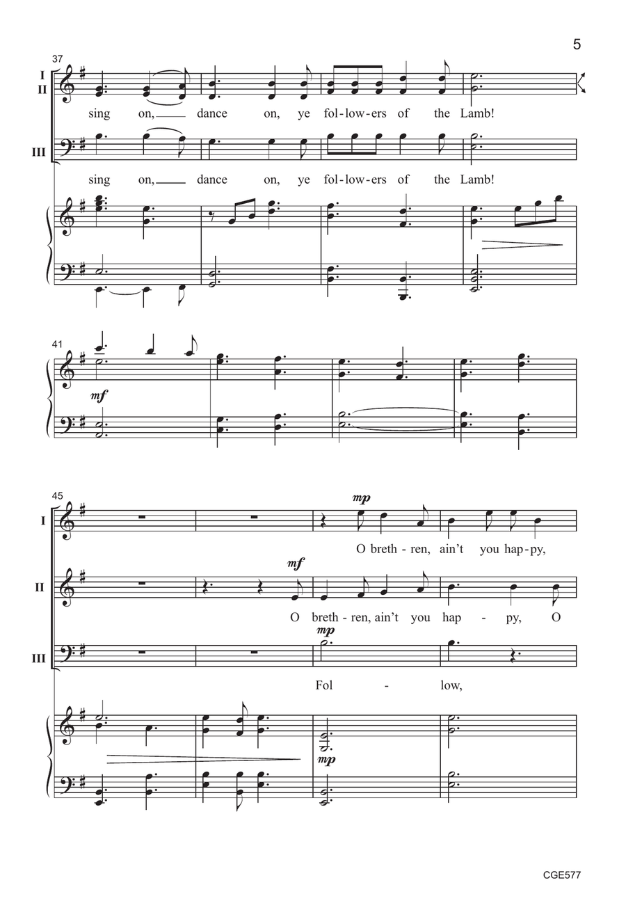 Followers of the Lamb - Three-part Mixed 3-Part scores gallery preview page 5