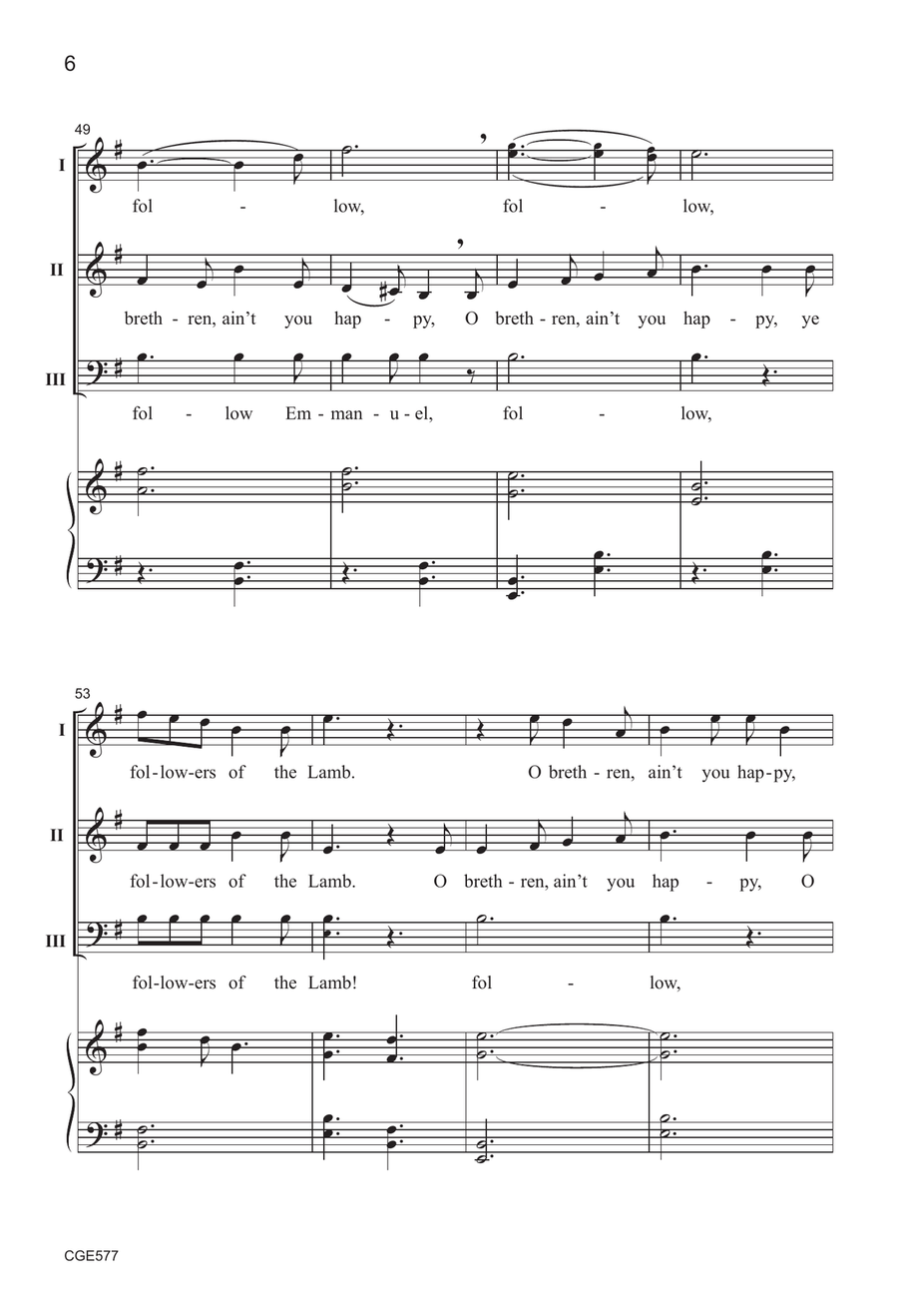 Followers of the Lamb - Three-part Mixed 3-Part scores gallery preview page 6