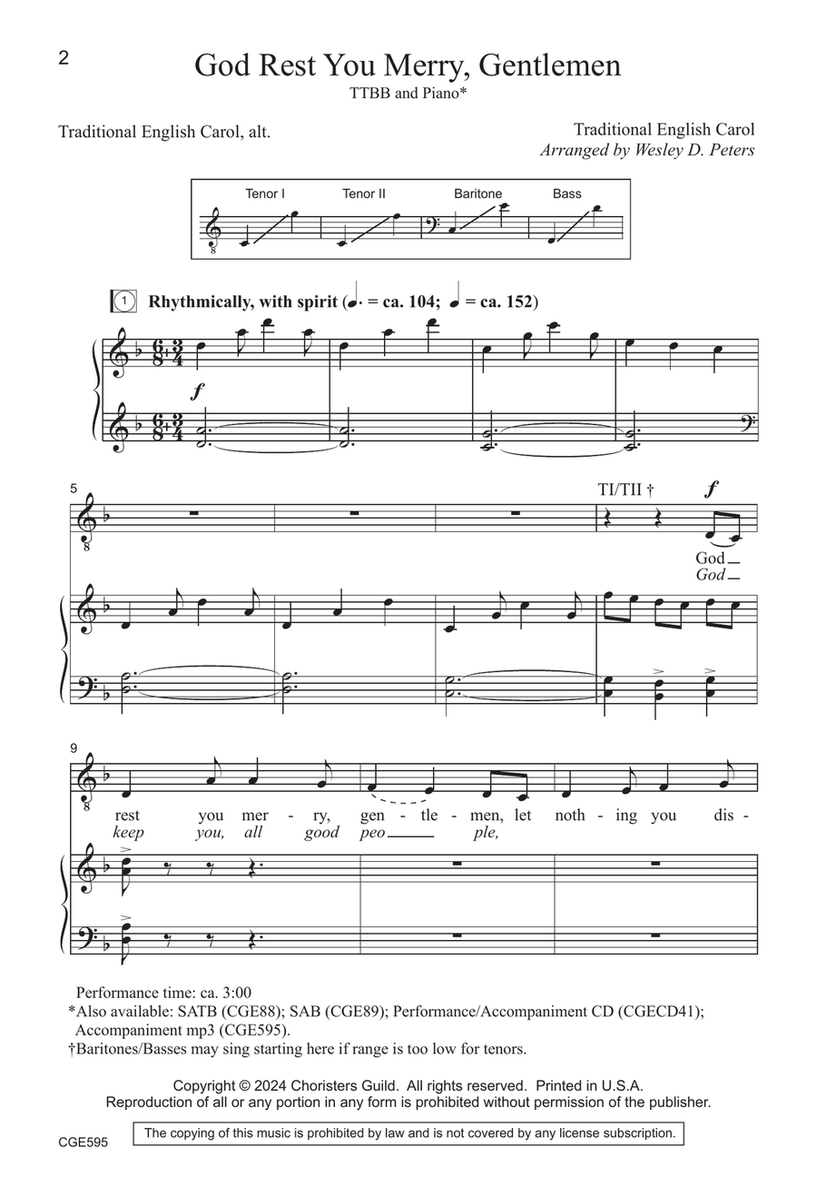 God Rest Ye Merry Gentlemen - TTBB TTBB scores gallery preview page 2