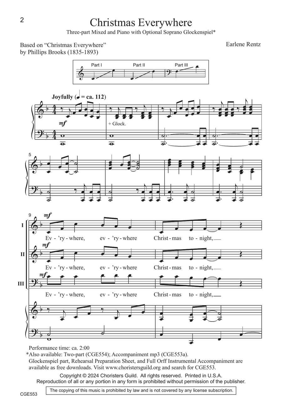 Christmas Everywhere - Three-part Mixed 3-Part scores gallery preview page 2