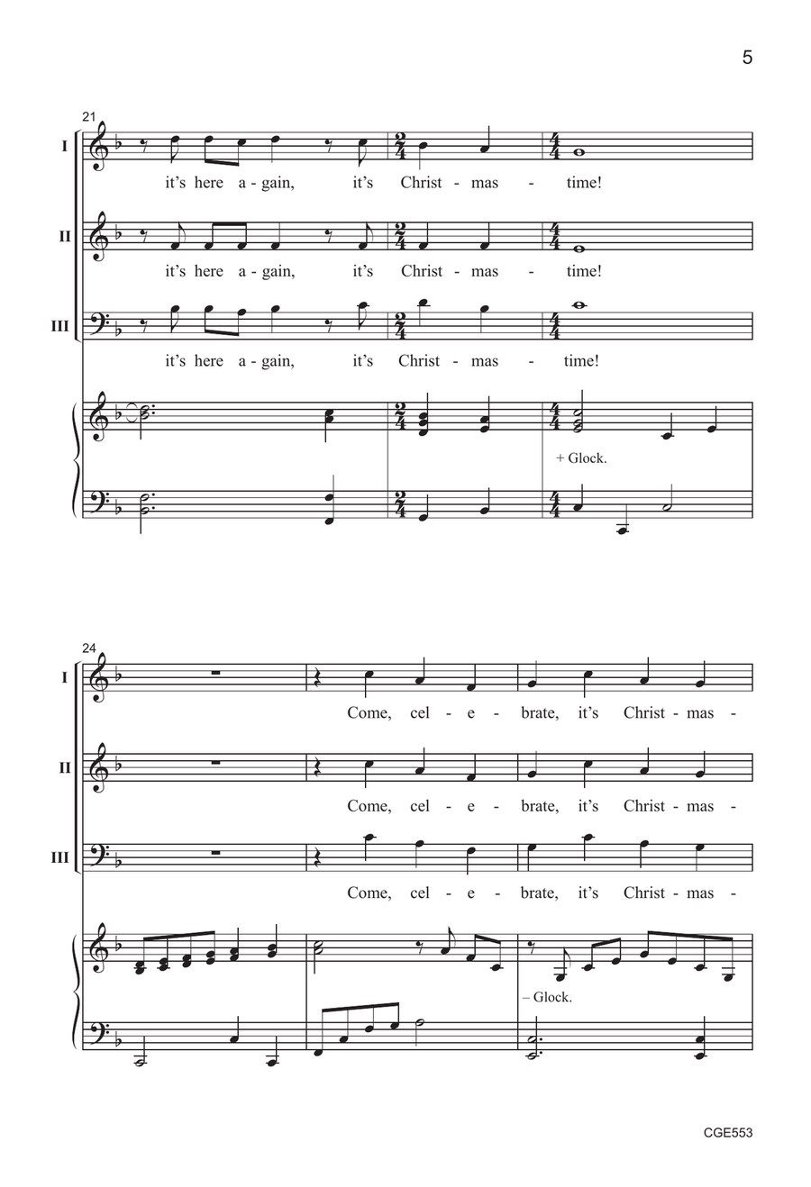 Christmas Everywhere - Three-part Mixed 3-Part scores gallery preview page 5