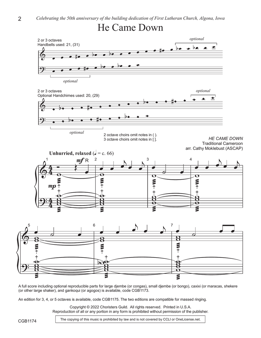 He Came Down - 2-3 octaves 3-Octaves scores gallery preview page 2
