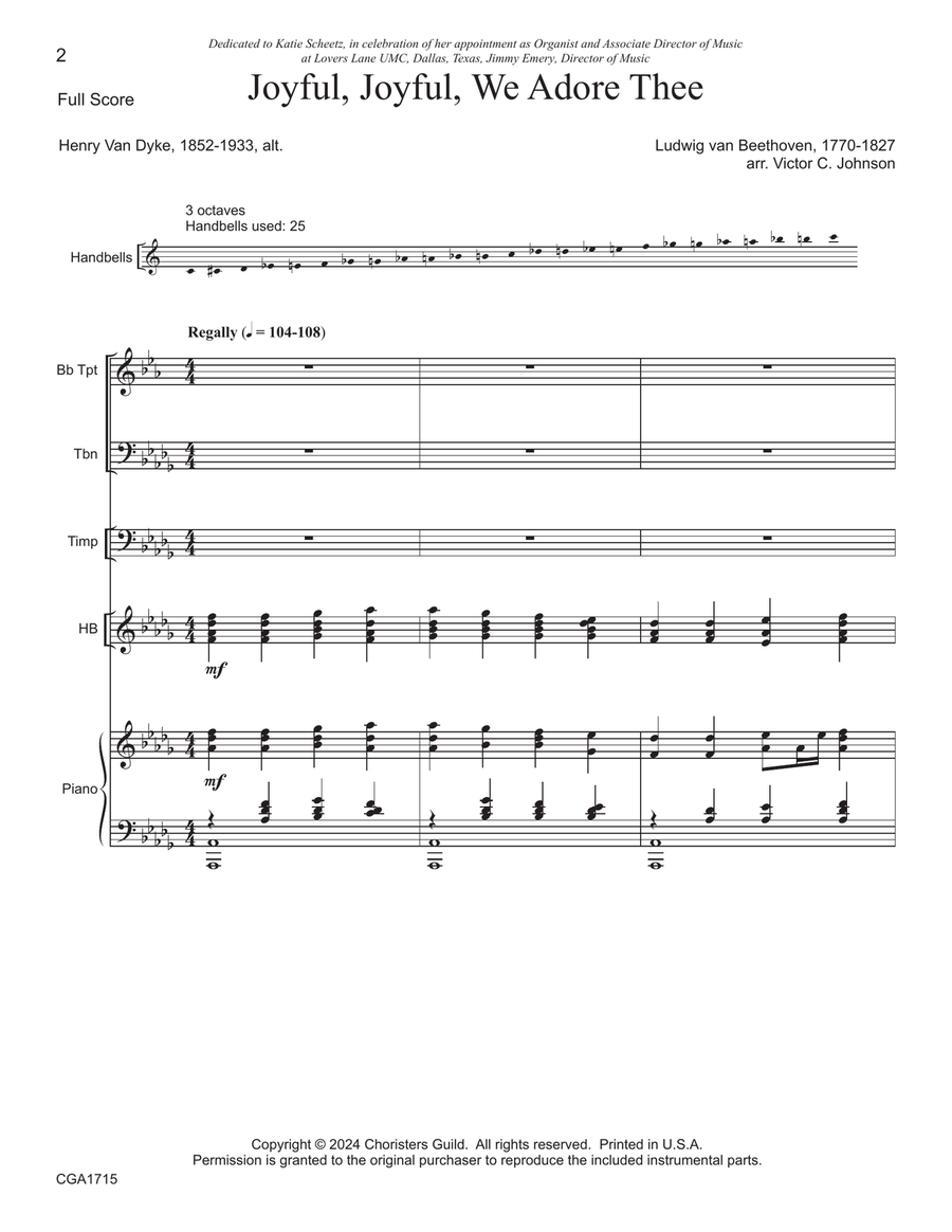 Joyful, Joyful, We Adore Thee (Full Score and Reproducible Parts) - SAT SAT scores gallery preview page 2
