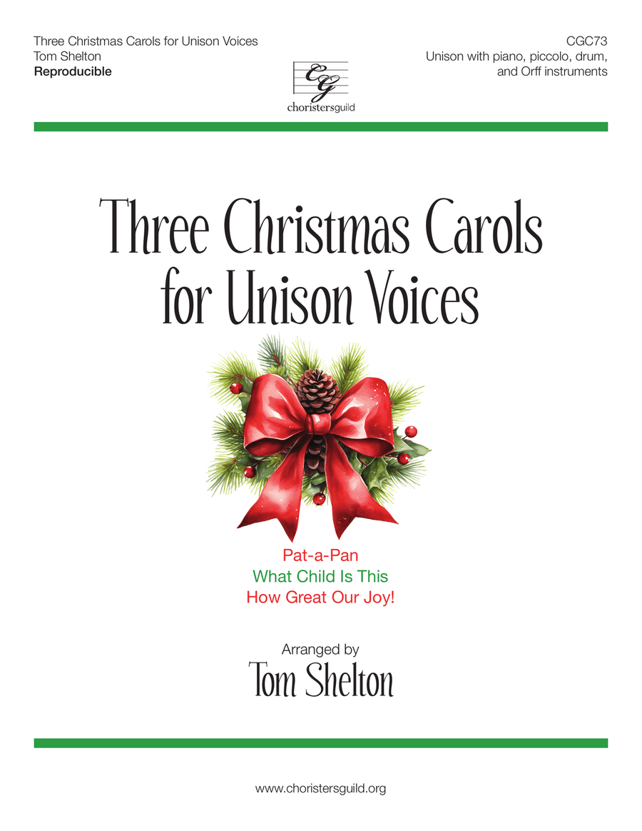 Three Christmas Carols for Unison Voices (Reproducible with MP3s) Unison Choir scores gallery preview page 1