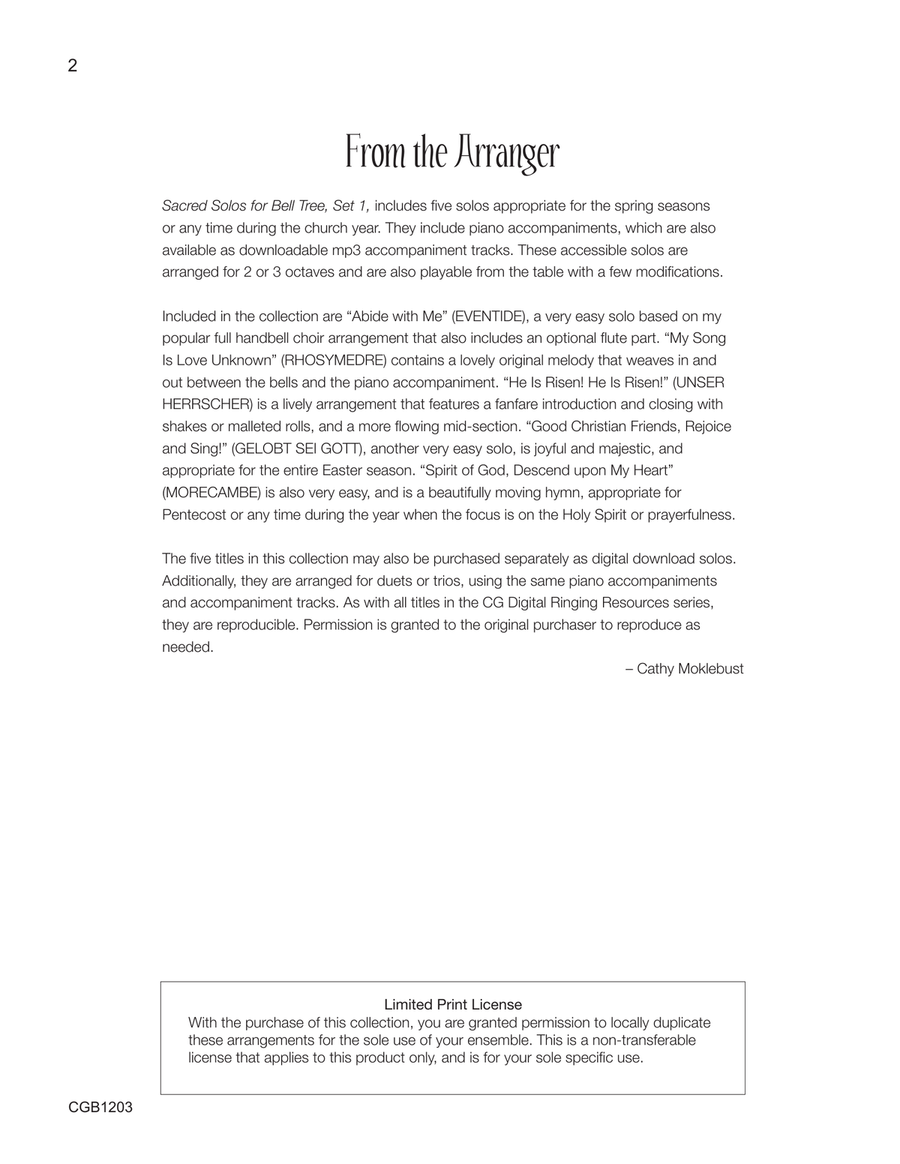 Sacred Solos for Bell Tree, Set 1 - Solo Handbells Handbell scores gallery preview page 4