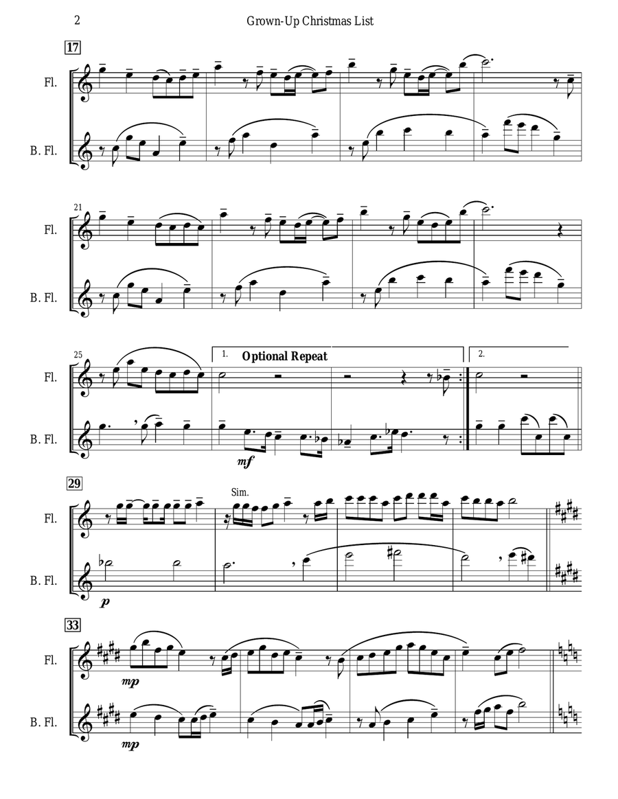 Grown-Up Christmas List Grown-Up Christmas List Flute Duet scores gallery preview page 2
