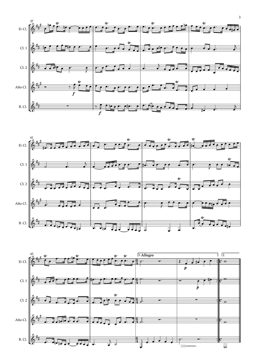 Proserpine Suite arranged for Clarinet Quintet Clarinet Quintet scores gallery preview page 5