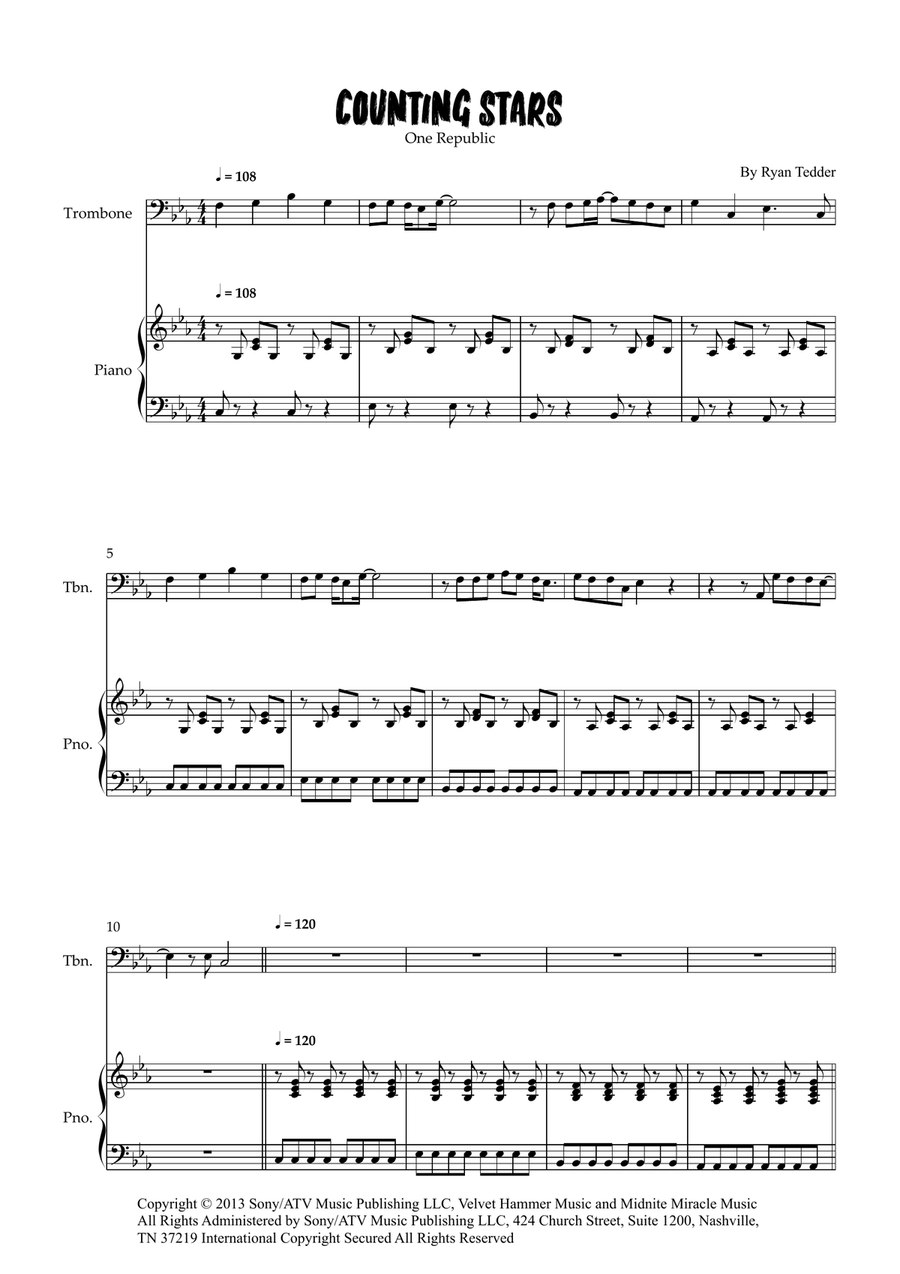 Counting Stars Counting Stars Piano scores gallery preview page 1