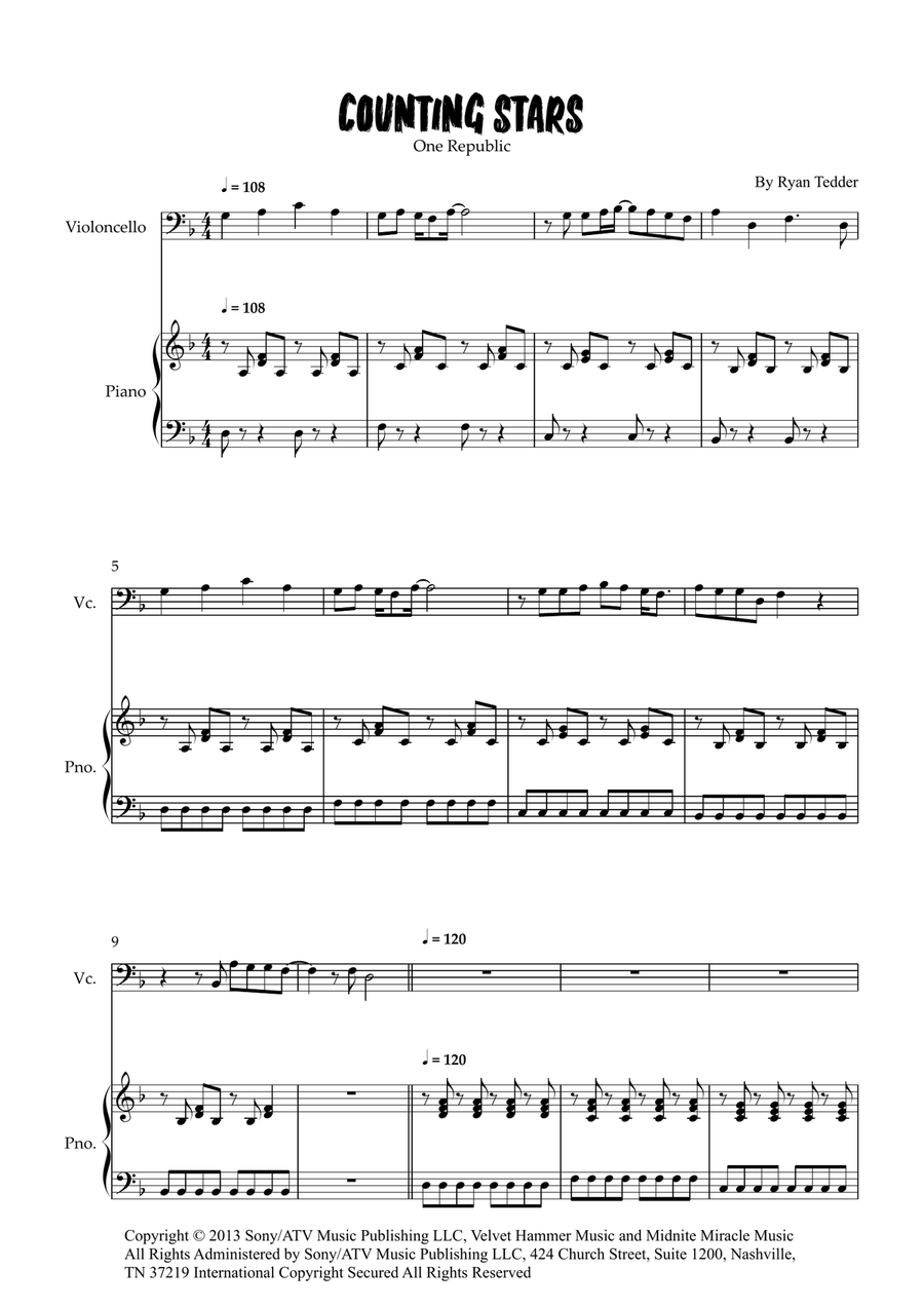 Counting Stars Counting Stars Piano scores gallery preview page 1