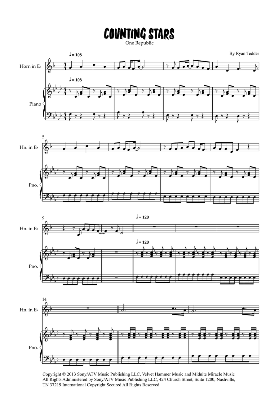 Counting Stars Counting Stars Horn scores gallery preview page 1